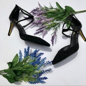 Ralph Lauren black and gold heels